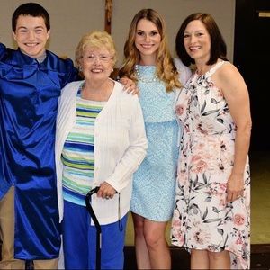 LOFT light blue and white dress